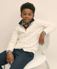 Boys Cotton Cable Knit Quarter-Zip Sweater