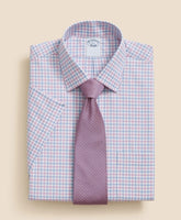 Stretch Supima® Cotton Non-Iron Ainsley Collar, Alternating Check Short-Sleeve Dress Shirt