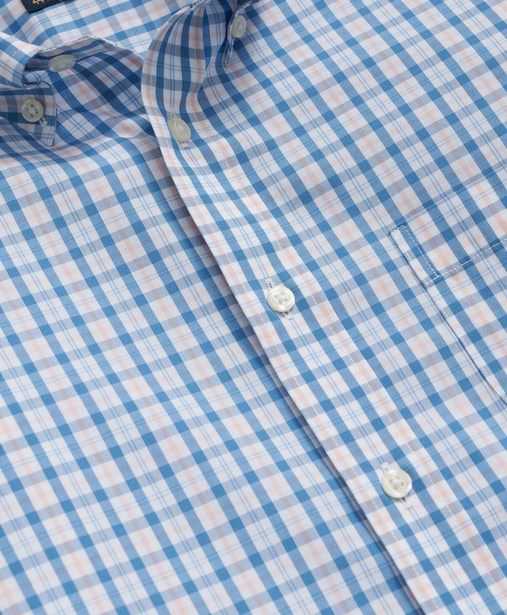 Boys Non-Iron Broadcloth Polo Button-Down Collar Check Sport Shirt
