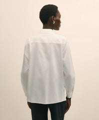 Cotton Sateen Relaxed Lace-Bib Shirt