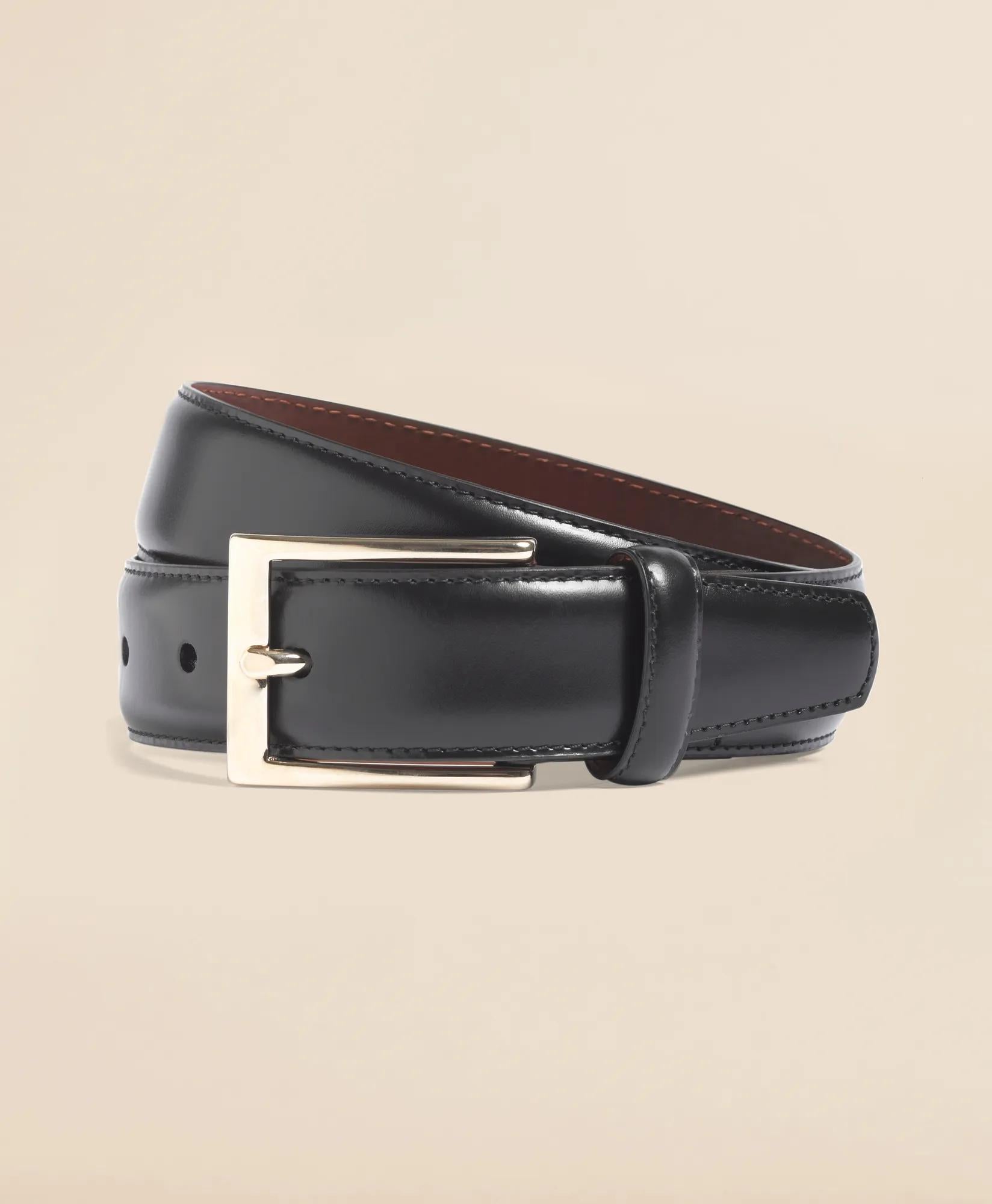 Gold Buckle Leather Dress Belt